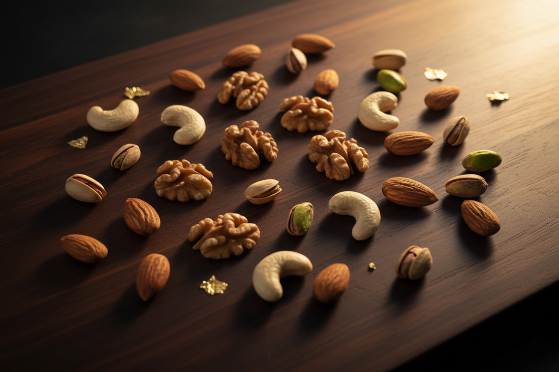 Premium dry fruits assortment - almonds, walnuts, cashews and pistachios