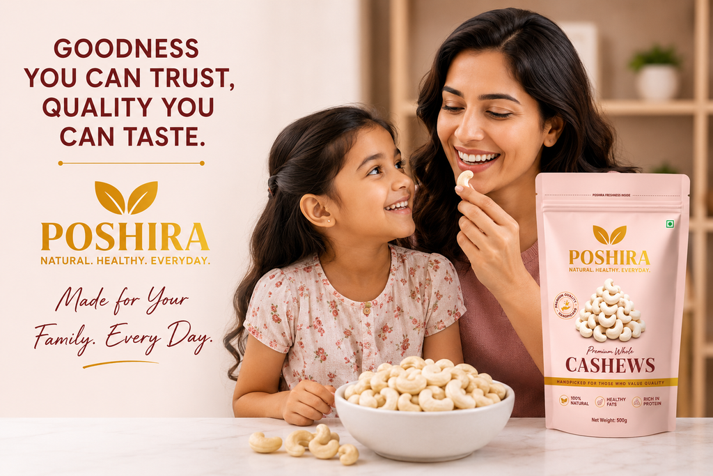 POSHIRA Premium Whole Cashews 500g | Jumbo Size W240 Kaju | Handpicked