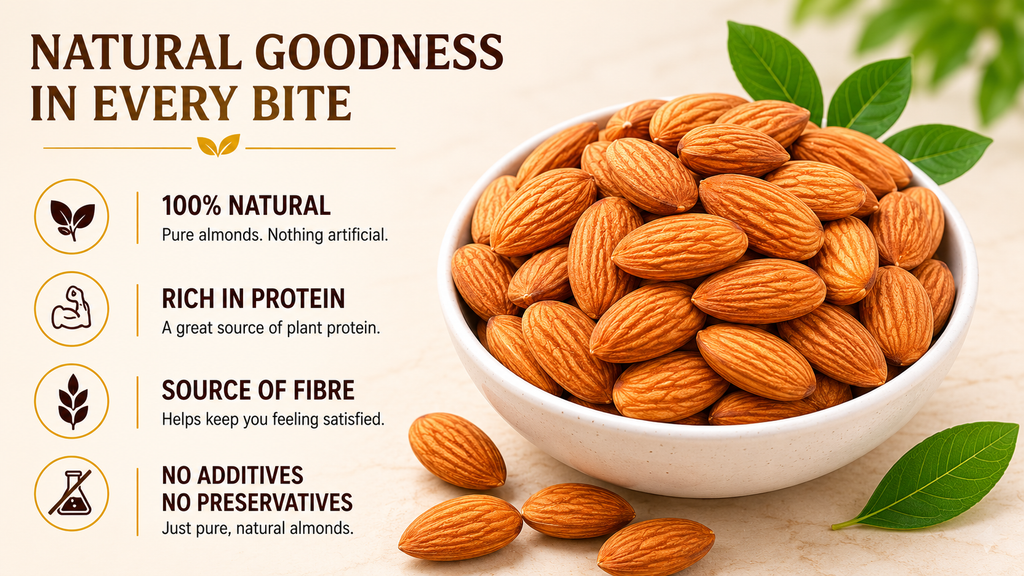 POSHIRA Premium California Almonds 500g | Jumbo Whole Almonds | 100% Natural
