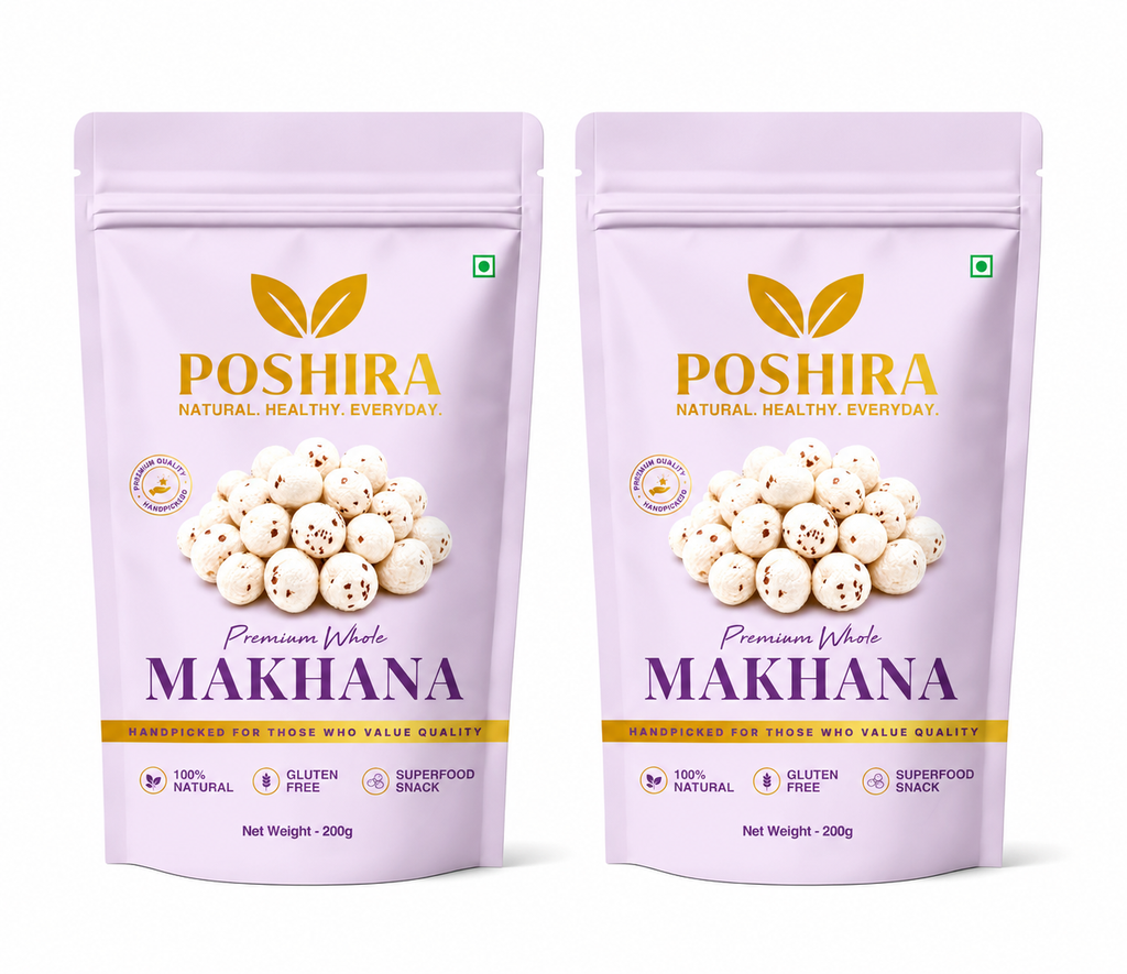 POSHIRA Jumbo Makhana 200gx2 pack (1+1 Combo) | 6+ Suta |  Fox Nuts
