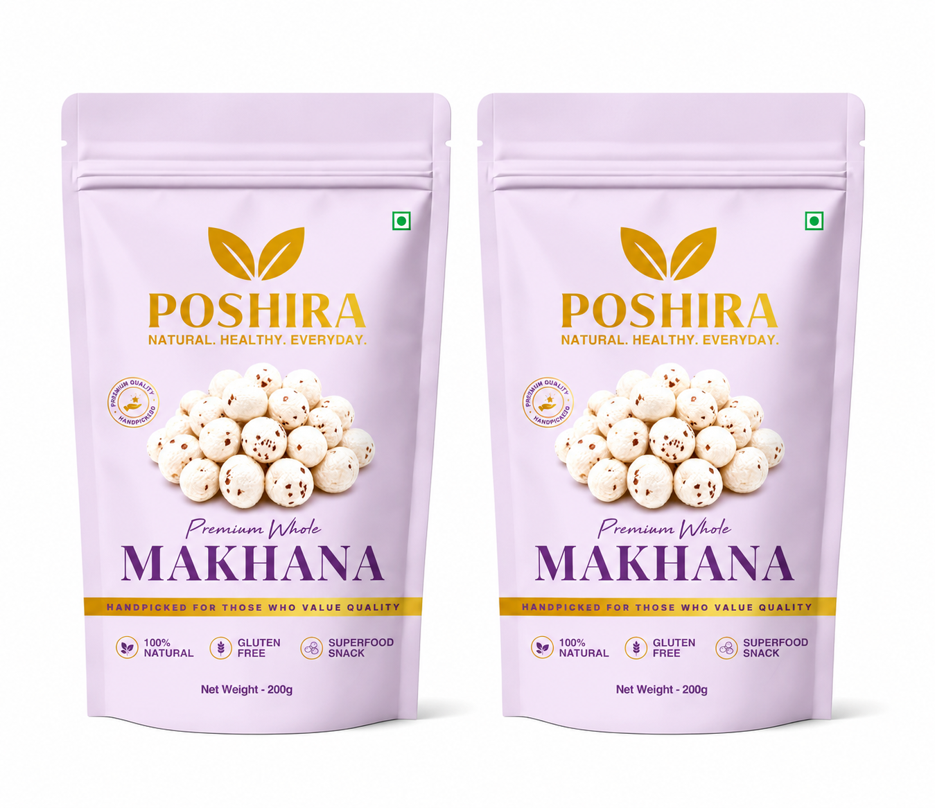 POSHIRA Jumbo Makhana 200gx2 pack (1+1 Combo) | 6+ Suta |  Fox Nuts