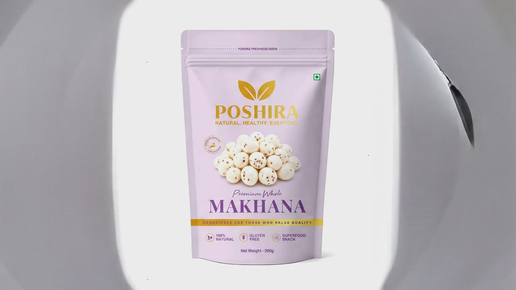 POSHIRA Jumbo Makhana 200g | 6+ Suta |  Fox Nuts | Prasadam Makhana | Fit for Fasting