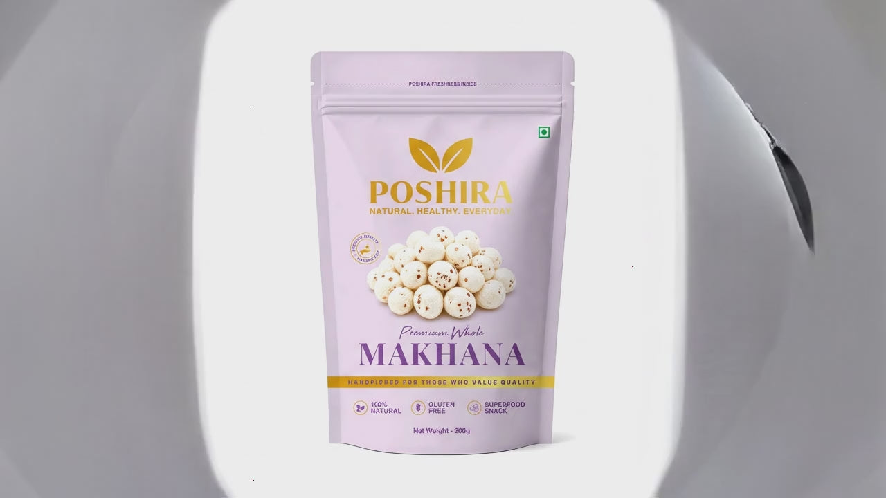 POSHIRA Jumbo Makhana 200g | 6+ Suta |  Fox Nuts | Prasadam Makhana | Fit for Fasting