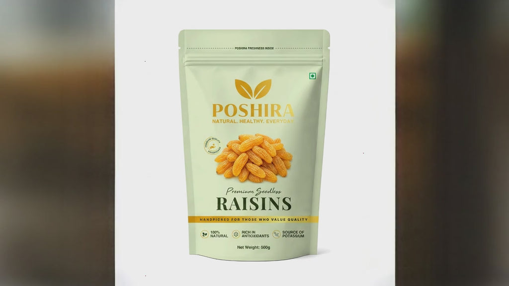 POSHIRA Premium Seedless Long Raisins 500g | Kishmish | Naturally Sweet